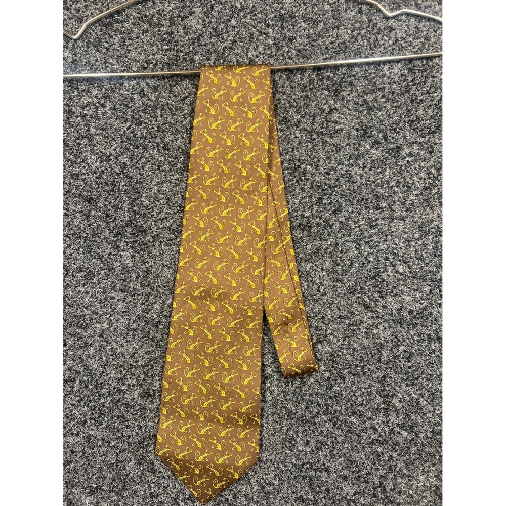 Banana Republic Tie Womens OS Brown Monkey Print Silk Made in Italy Novelty SEO